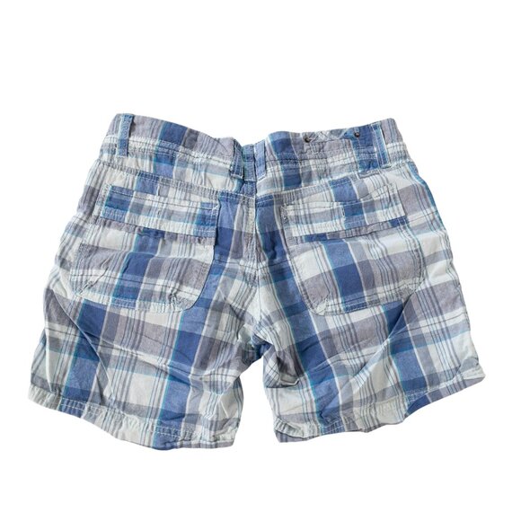 UnionBay Blue Plaid Shorts Y2K Junors SZ 5 Vintage Drawstring - Picture 2 of 6